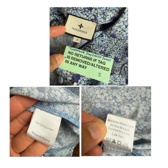 Tuckernuck Blue Hydrangea Floral Hayes Mini Shirt Dress Women Small Pockets - Picture 6 of 11